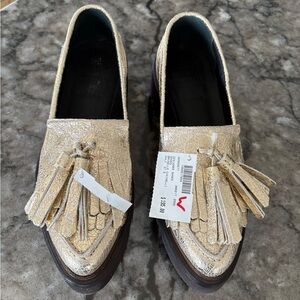 Brunello Cucinelli Metallic Gold Loafers